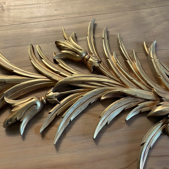 Gorgeous Vintage 1960s Gold Leaf Wall Art Sculpture Decor 42” - Picture 5 of 8